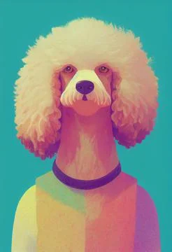 3D rendering of poodle illustration of anthropomorphic dog wearing human clothes Stockillustratie