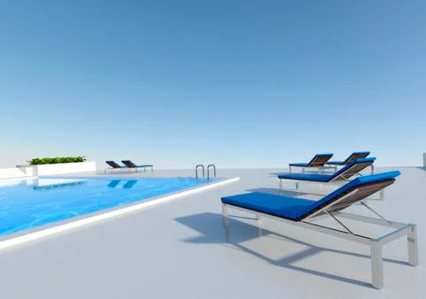 3D Rendering Pool Outside Illustrazione stock