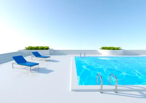 3D Rendering Pool Outside Illustrazione stock
