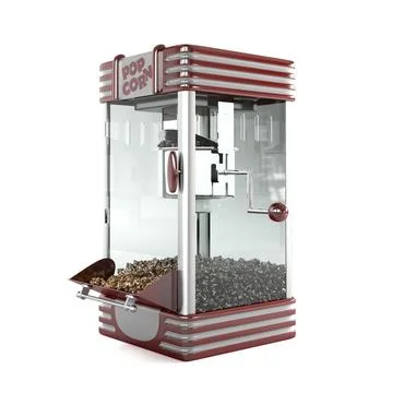 3D rendering of a popcorn machine with chocolate popcorn inside isolated on whit Illustration