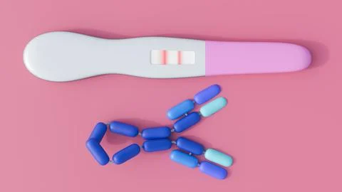 3D rendering of a positive result on a lateral flow allergy test. Illustrazione stock
