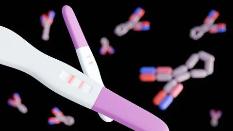 3D rendering of a positive result on a lateral flow allergy test. Illustrazione stock