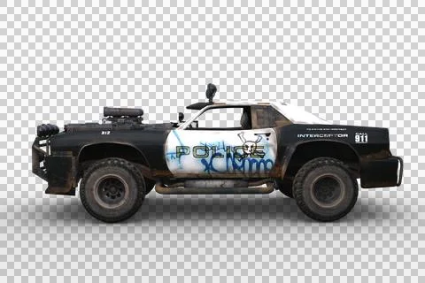3D rendering of a post apocalyptic vehicle isolated on a transparent backgrou Stock Illustration