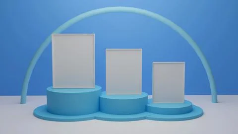 3d rendering Poster Photo frame in studio room mockup Stock Illustration