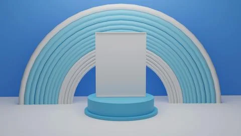 3d rendering Poster Photo frame in studio room mockup Stock Illustration