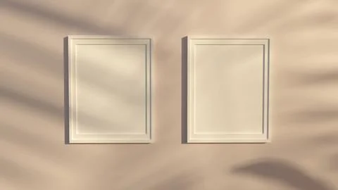 3d rendering Poster Photo frame nature with shadows mockup Stock Illustration