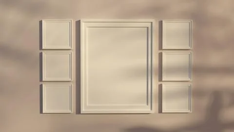 3d rendering Poster Photo frame nature with shadows mockup Stock Illustration