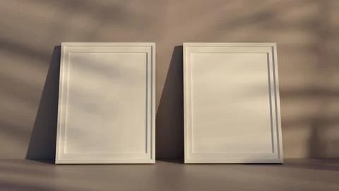 3d rendering Poster Photo frame shadow with nature scene mockup Stock Illustration