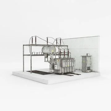 3d rendering of A power transformer on a white background Ilustración de archivo