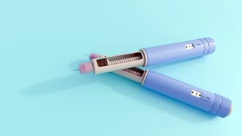 A 3d rendering of pre-filled GLP-1 receptor agonist pens Stock Illustration