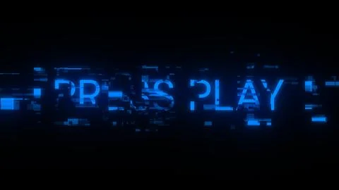 3D rendering press play text with screen effects of technological glitches Stock Illustration