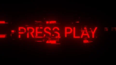 3D rendering press play text with screen effects of technological glitches Stock Illustration