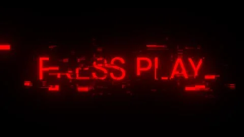 3D rendering press play text with screen effects of technological glitches Stock Illustration