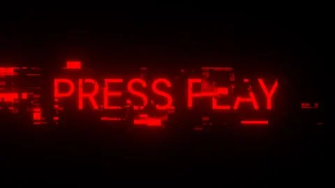 3D rendering press play text with screen effects of technological glitches 스톡 일러스트