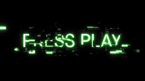 3D rendering press play text with screen effects of technological glitches 스톡 일러스트
