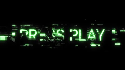 3D rendering press play text with screen effects of technological glitches Stock Illustration