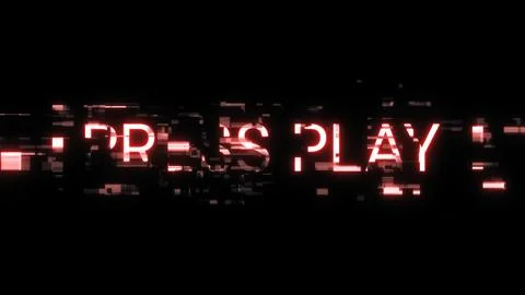 3D rendering press play text with screen effects of technological glitches Stock Illustration