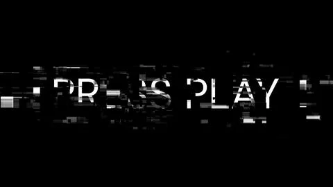 3D rendering press play text with screen effects of technological glitches 스톡 일러스트