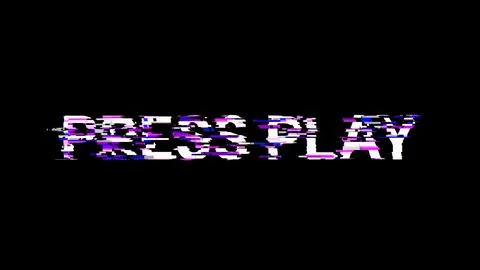 3D rendering press play text with screen effects of technological glitches 스톡 일러스트