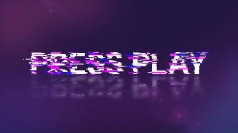 3D rendering press play text with screen effects of technological glitches Stock-Illustration