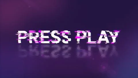 3D rendering press play text with screen effects of technological glitches 스톡 일러스트