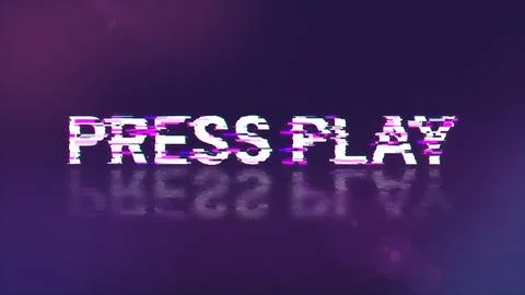 3D rendering press play text with screen effects of technological glitches Stock Illustration