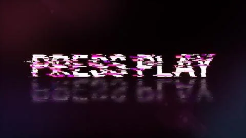 3D rendering press play text with screen effects of technological glitches Stock Illustration