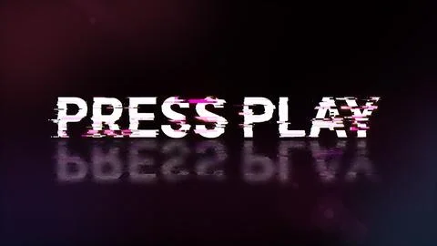 3D rendering press play text with screen effects of technological glitches 스톡 일러스트