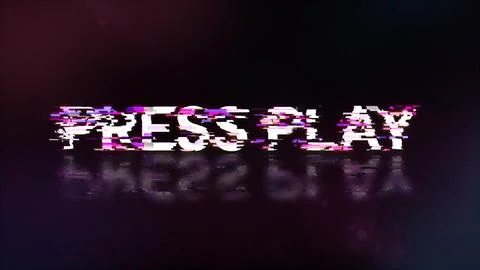 3D rendering press play text with screen effects of technological glitches Stock Illustration