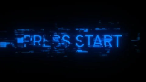 3D rendering press start text with screen effects of technological glitches イラスト素材