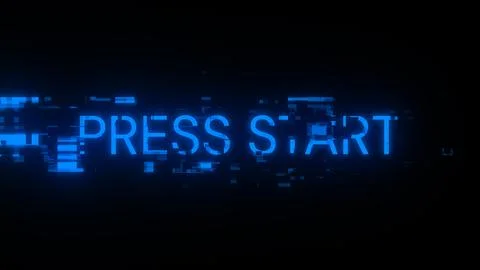 3D rendering press start text with screen effects of technological glitches イラスト素材