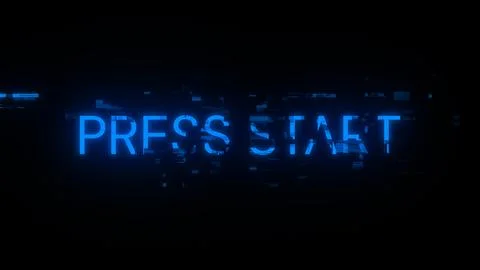 3D rendering press start text with screen effects of technological glitches Stockillustratie