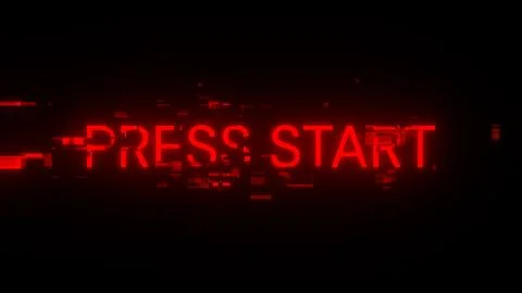 3D rendering press start text with screen effects of technological glitches 스톡 일러스트