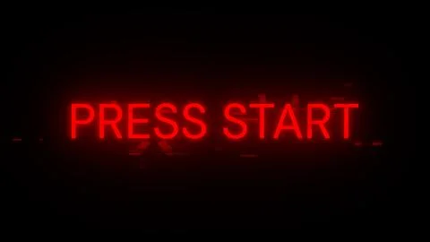 3D rendering press start text with screen effects of technological glitches Stock-Illustration