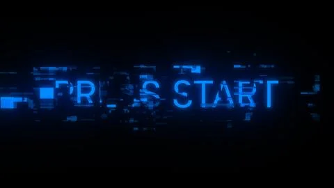 3D rendering press start text with screen effects of technological glitches Stock Illustration
