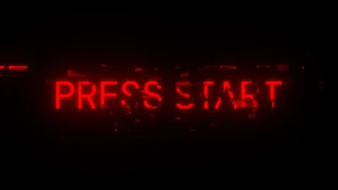 3D rendering press start text with screen effects of technological glitches Stock Illustration