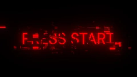 3D rendering press start text with screen effects of technological glitches イラスト素材