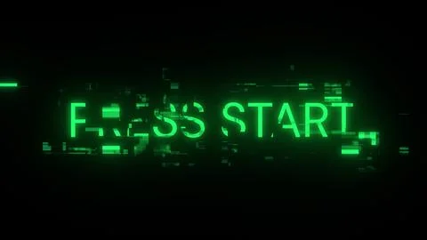 3D rendering press start text with screen effects of technological glitches イラスト素材