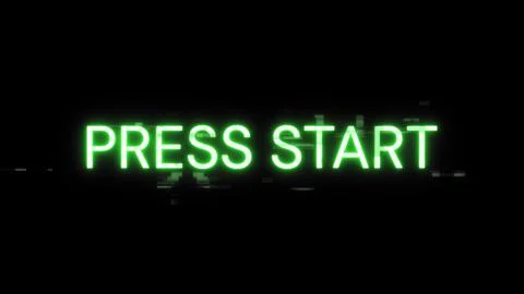 3D rendering press start text with screen effects of technological glitches 스톡 일러스트