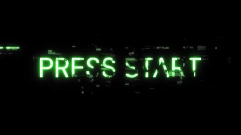 3D rendering press start text with screen effects of technological glitches 스톡 일러스트