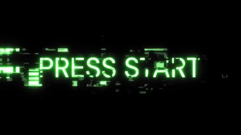 3D rendering press start text with screen effects of technological glitches イラスト素材