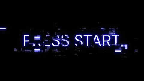 3D rendering press start text with screen effects of technological glitches 库存插图