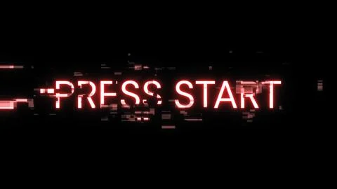 3D rendering press start text with screen effects of technological glitches Stock Illustration