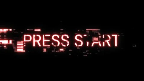 3D rendering press start text with screen effects of technological glitches Stock-Illustration