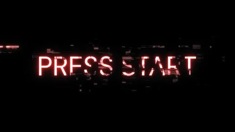 3D rendering press start text with screen effects of technological glitches イラスト素材