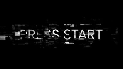 3D rendering press start text with screen effects of technological glitches Stock Illustration