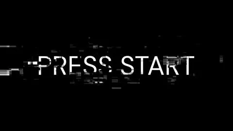 3D rendering press start text with screen effects of technological glitches Stockillustratie
