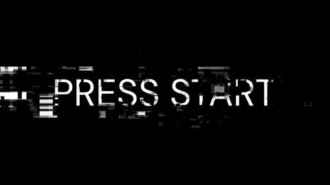 3D rendering press start text with screen effects of technological glitches イラスト素材