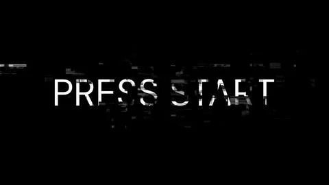 3D rendering press start text with screen effects of technological glitches Illustrazione stock