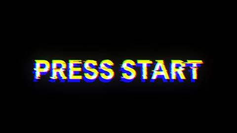 3D rendering press start text with screen effects of technological glitches Stockillustratie